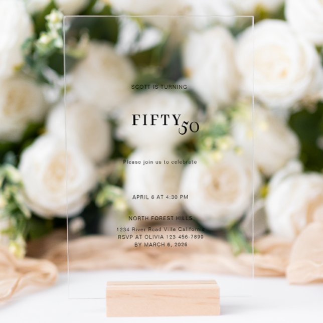 Invitations En Acrylique 50e anniversaire gras et simple (Créateur téléchargé)