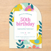 50e anniversaire joli floral moderne coloré