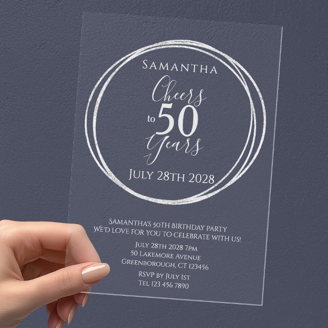 Invitations En Acrylique 50e anniversaire Soirée à 50 ans (Créateur téléchargé)