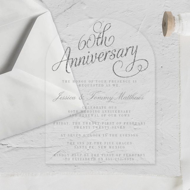 Invitations En Acrylique 60e anniversaire de mariage de diamant (Créateur téléchargé)