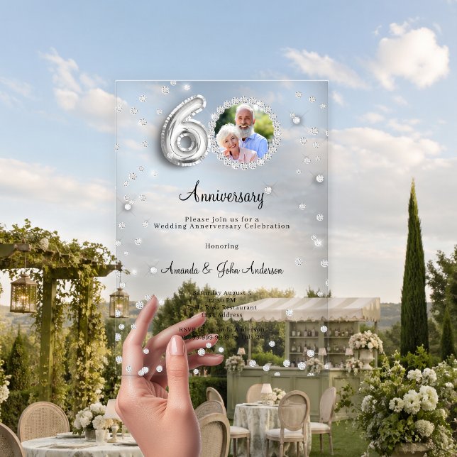 Invitations En Acrylique 60e anniversaire de mariage de diamant (Créateur téléchargé)
