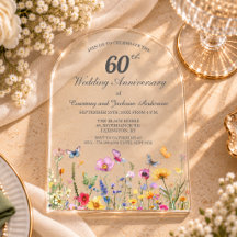 60e Anniversaire de Mariage Diamant Fleurs Sauvage