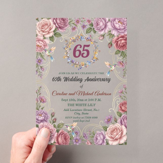 Invitations En Acrylique 65e anniversaire de mariage au saphir bleu (In situ (ordinateur de poche))