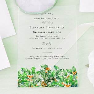 Invitations En Acrylique 65e anniversaire Décembre Mois de naissance Fleur