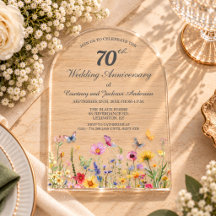 70e Anniversaire de Mariage Platine Fleurs Sauvage