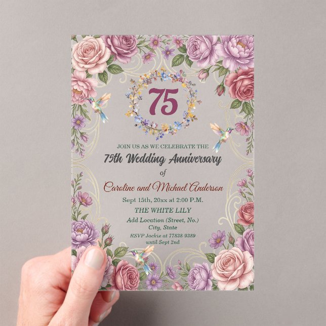 Invitations En Acrylique 75e anniversaire de mariage au saphir bleu (In situ (ordinateur de poche))