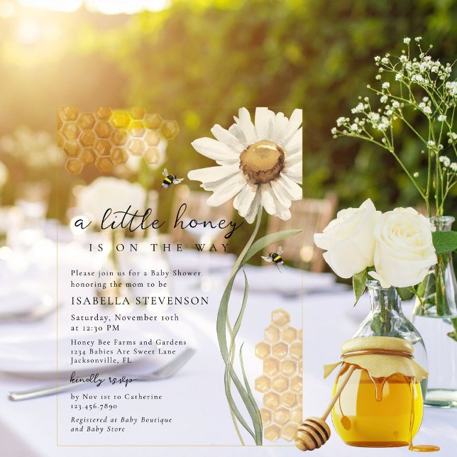 Invitations En Acrylique A Little Honey Is On The Way Bee Baby Shower Theme (Créateur téléchargé)