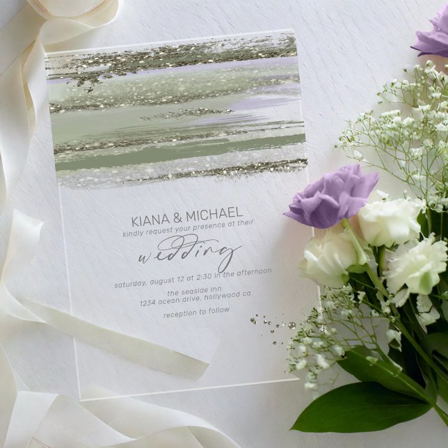 Invitations En Acrylique Abstrait Paint Strokes Mariage V3 ID886 (Créateur téléchargé)