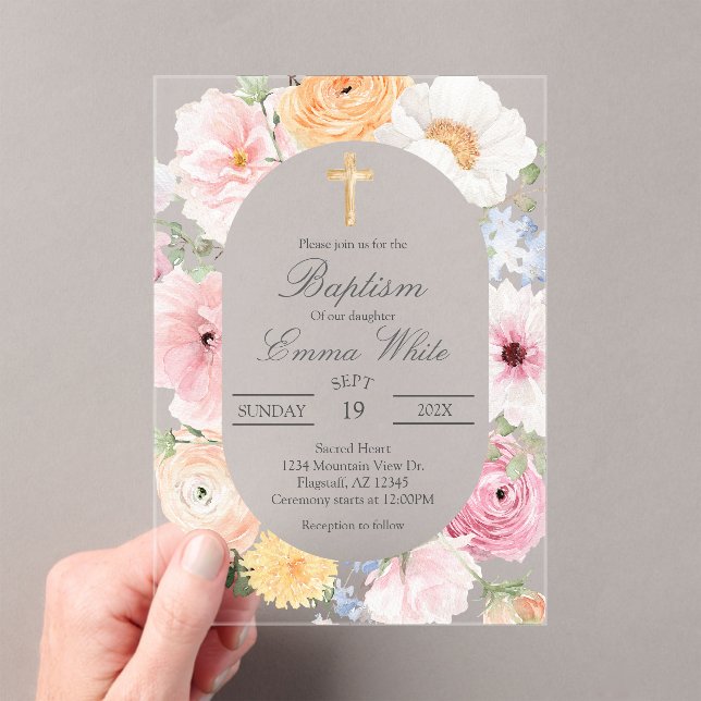 Invitations En Acrylique Acrylic Crucifix  baptism (In situ (ordinateur de poche))