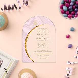 Invitations En Acrylique ACRYLIC NIKAH WALIMA Gold Texte Élégant Islamique