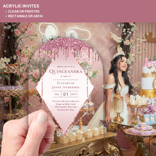 Invitations En Acrylique ACRYLIC Quinceanera Rose Parties scintillant rose