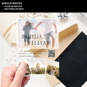 Invitations En Acrylique ACRYLIC Wedding Invite PHOTO Qr Code RSVP