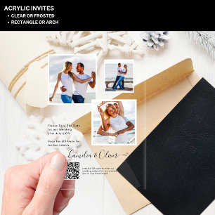 Invitations En Acrylique ACRYLIC Wedding Invite PHOTO Qr Code RSVP