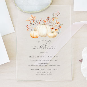 Invitations En Acrylique ACRYLIQUE 35e Anniversaire Citrouille Blanche Feui