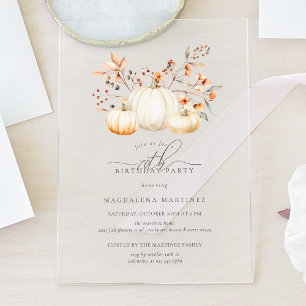 Invitations En Acrylique ACRYLIQUE 70e Anniversaire Citrouille Blanche Feui