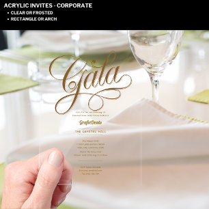 Invitations En Acrylique Acrylique Clair Gala Entreprise Caritatif Or