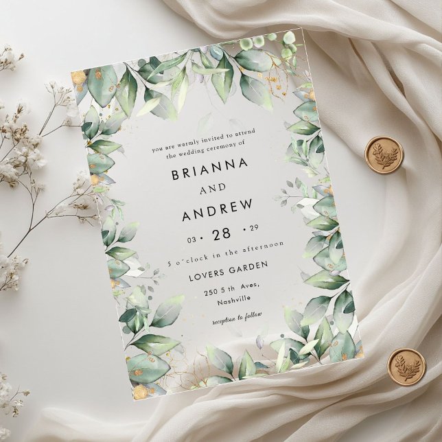 Invitations En Acrylique Acrylique Mariage Eucalyptus moderne (Modern Eucalyptus Wedding Acrylic Acrylic Invitations)