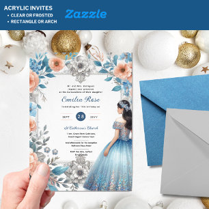 Invitations En Acrylique Acrylique Quinceañera Invitations Marine Robe Bleu