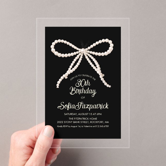 Invitations En Acrylique ACRYLIQUE TRANSPARENT 30e Anniversaire Noir Blanc  (In situ (ordinateur de poche))