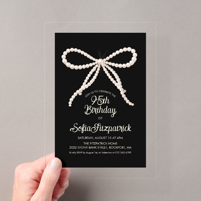 Invitations En Acrylique ACRYLIQUE TRANSPARENT 95e Anniversaire Noir Blanc  (In situ (ordinateur de poche))