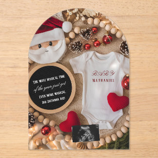 Invitations En Acrylique Adorable Santa Christmas Pregnancy Announcement