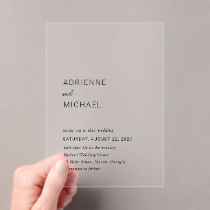 Invitations En Acrylique Adrienne Simple Mariage moderne