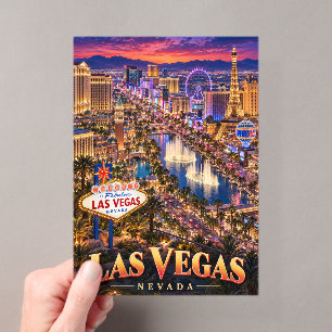 Invitations En Acrylique Affiche de voyage de Las Vegas Nevada Neon Skyline