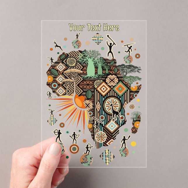 Invitations En Acrylique Africa Map Decorative Tribal Elements Pattern (In situ (ordinateur de poche))