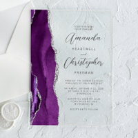 Agate d'argent violet Mariage de script moderne