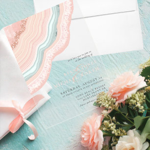 Invitations En Acrylique Agate Geode Mariage Rose Parties scintillant Gold