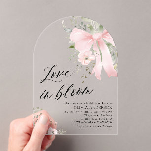 Invitations En Acrylique Aimer Floral Bow rose dans la Fête des mariées Arc