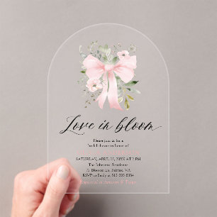 Invitations En Acrylique Aimer Floral Bow rose dans la Fête des mariées Arc
