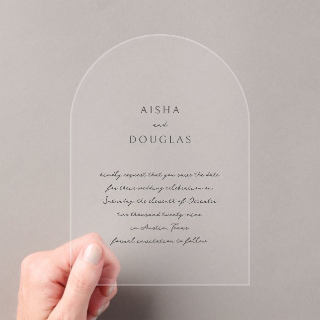 Invitations En Acrylique Aisha Elegant Mariage moderne Enregistrer la date (In situ (ordinateur de poche))