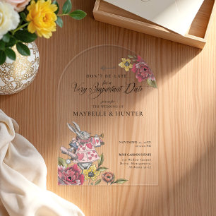 Invitations En Acrylique Alice In Wonderland Vintage Chic Storybook Mariage