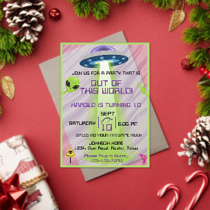 Invitations En Acrylique Alien hors du monde Anniversaire tout âge