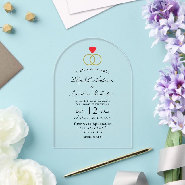 Invitations En Acrylique Alliance de Mariage Anneaux Entrelacés (Insitu (Mariage))