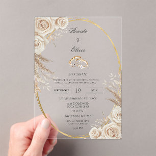 Invitations En Acrylique Alliance de mariage ovale Boho carton d'invitation