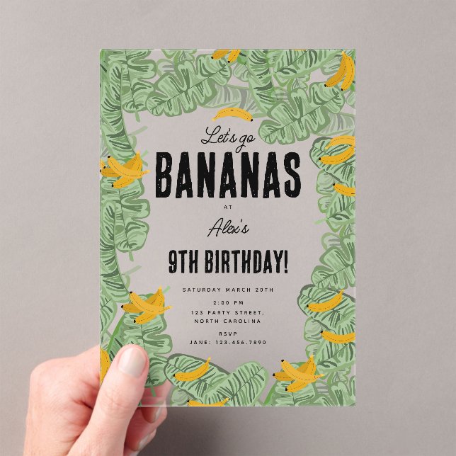 Invitations En Acrylique Allons-y Bananas Banana Tropical Birthday Theme (In situ (ordinateur de poche))