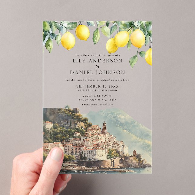 Invitations En Acrylique Amalfi Coast Lemons Italian Wedding (In situ (ordinateur de poche))