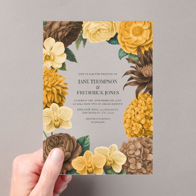 Invitations En Acrylique Amber Honey, Desert Clay & Marigold Bloom Wedding (In situ (ordinateur de poche))