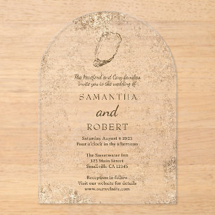 Invitations En Acrylique Ambiance minimaliste moderne Oyster Beach Mariage
