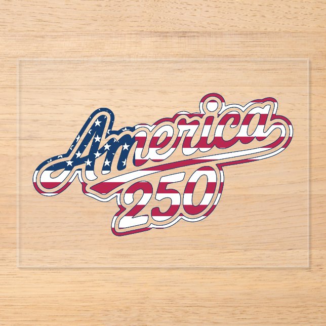 Invitations En Acrylique Amérique 250 Drapeau Script Semiquincentennial Des (Recto)