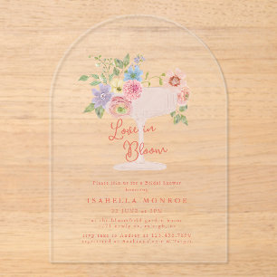 Invitations En Acrylique Amour dans la Fête des mariées de jardin fleuri en