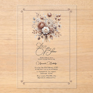 Invitations En Acrylique Amour en Fleur Mousse au Moka Fête de Mariage Flor
