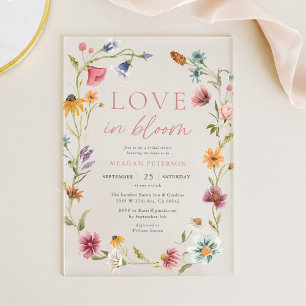 Invitations En Acrylique Amour En Fleur Ressort Fête des mariées Florale