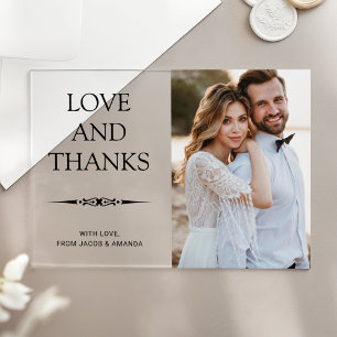 Invitations En Acrylique Amour et Remerciements Simple Mariage Photo Merci