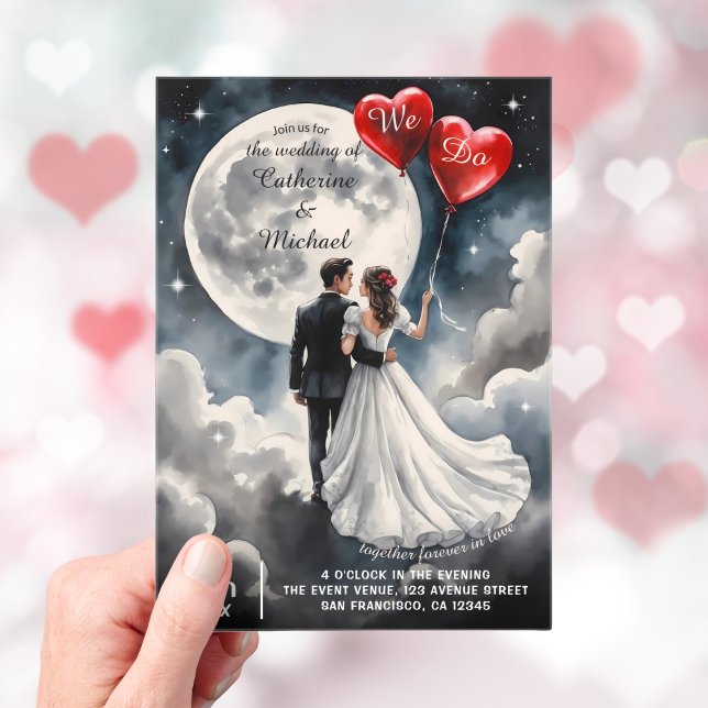 Invitations En Acrylique Amour romantique sur Cloud Neuf Mariage Fairytale (Créateur téléchargé)