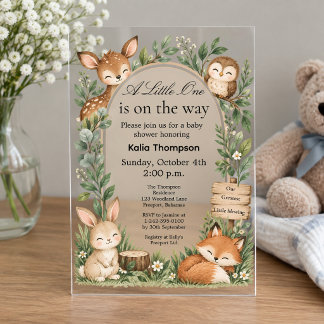 Invitations En Acrylique Animaux Boho de la Forêt Fête de Naissance Acryliq
