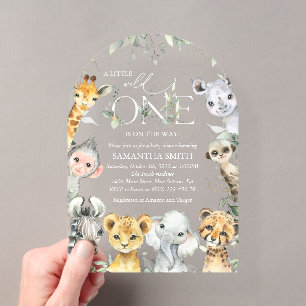 Invitations En Acrylique Animaux de la Jungle, Safari, Sauvageon, Baby Show