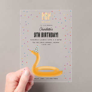 Invitations En Acrylique Animaux en Ballon Serpent Thème de Fête d'Annivers
